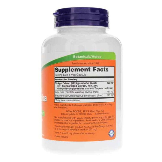 Ginkgo Biloba 120 Mg Double Strength, NOW